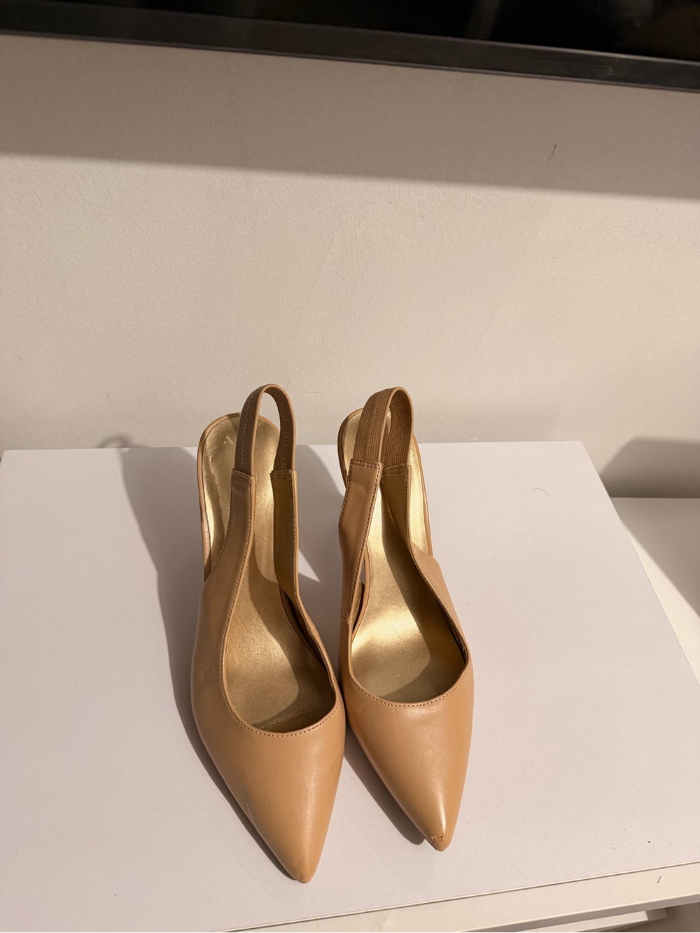 Nine West Tan Pointed-Toe Slingback Pumps